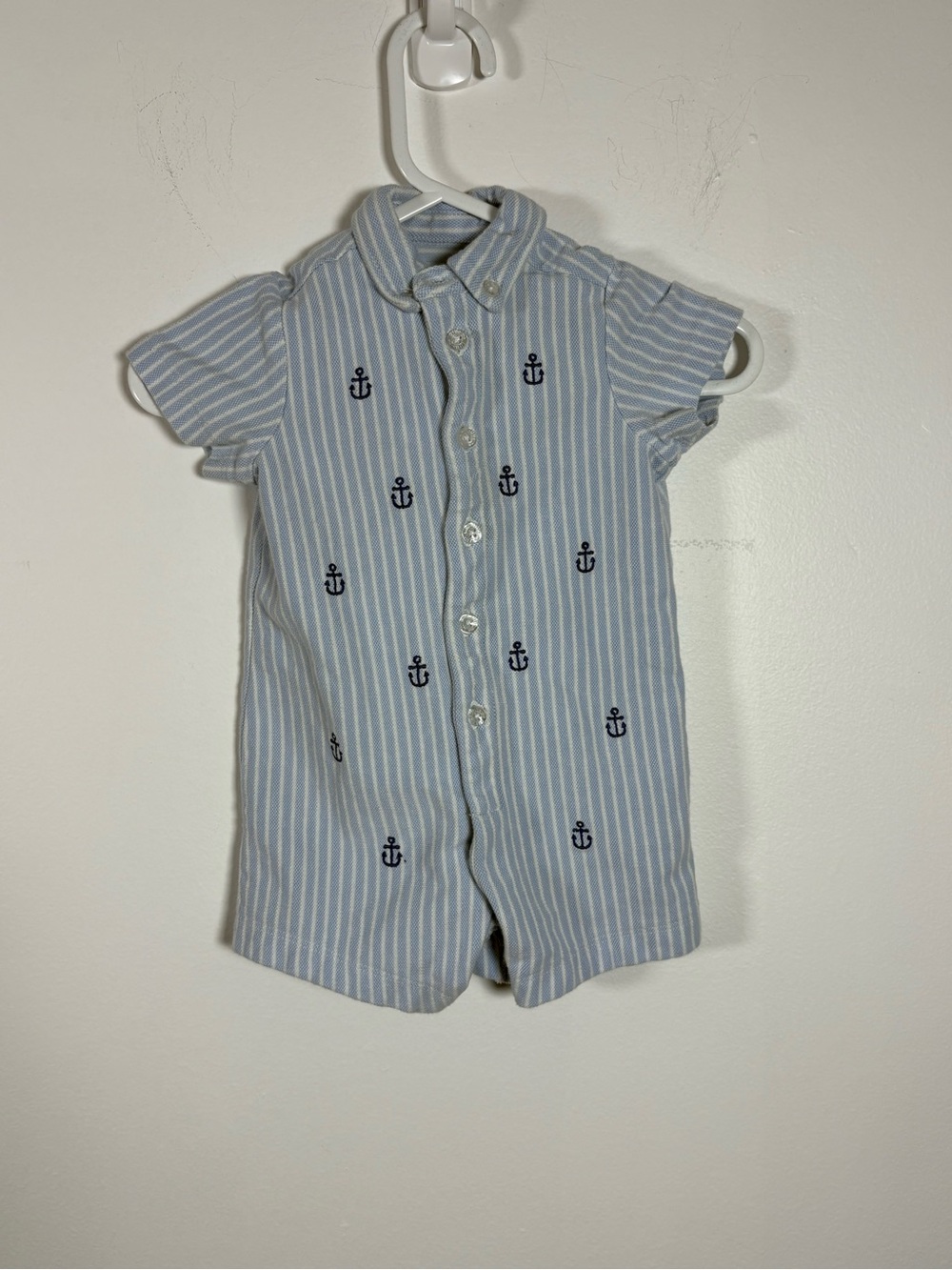 Little Me Light Blue & White Striped Romper